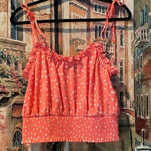 1. State Coral Patterned Top